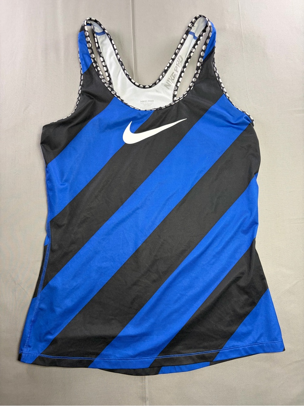 Nike Blue and Black Diagonal Stripe Racerback Tank